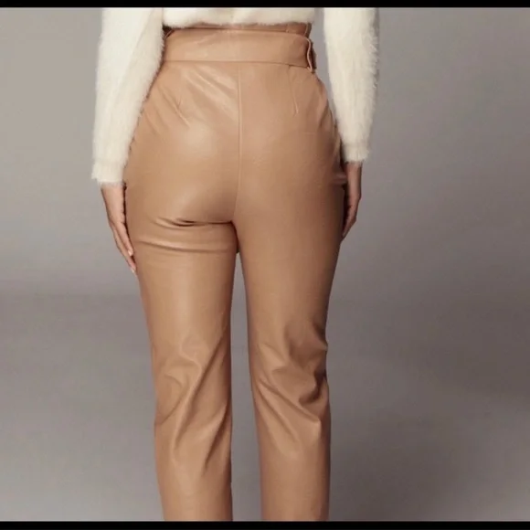 Jluxlabel Faux Leather Tan Nude Pants - Picture 6 of 10